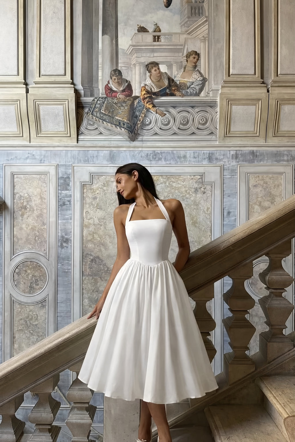 Élise Dress – Sculpted Bodice Tulle Midi Dress