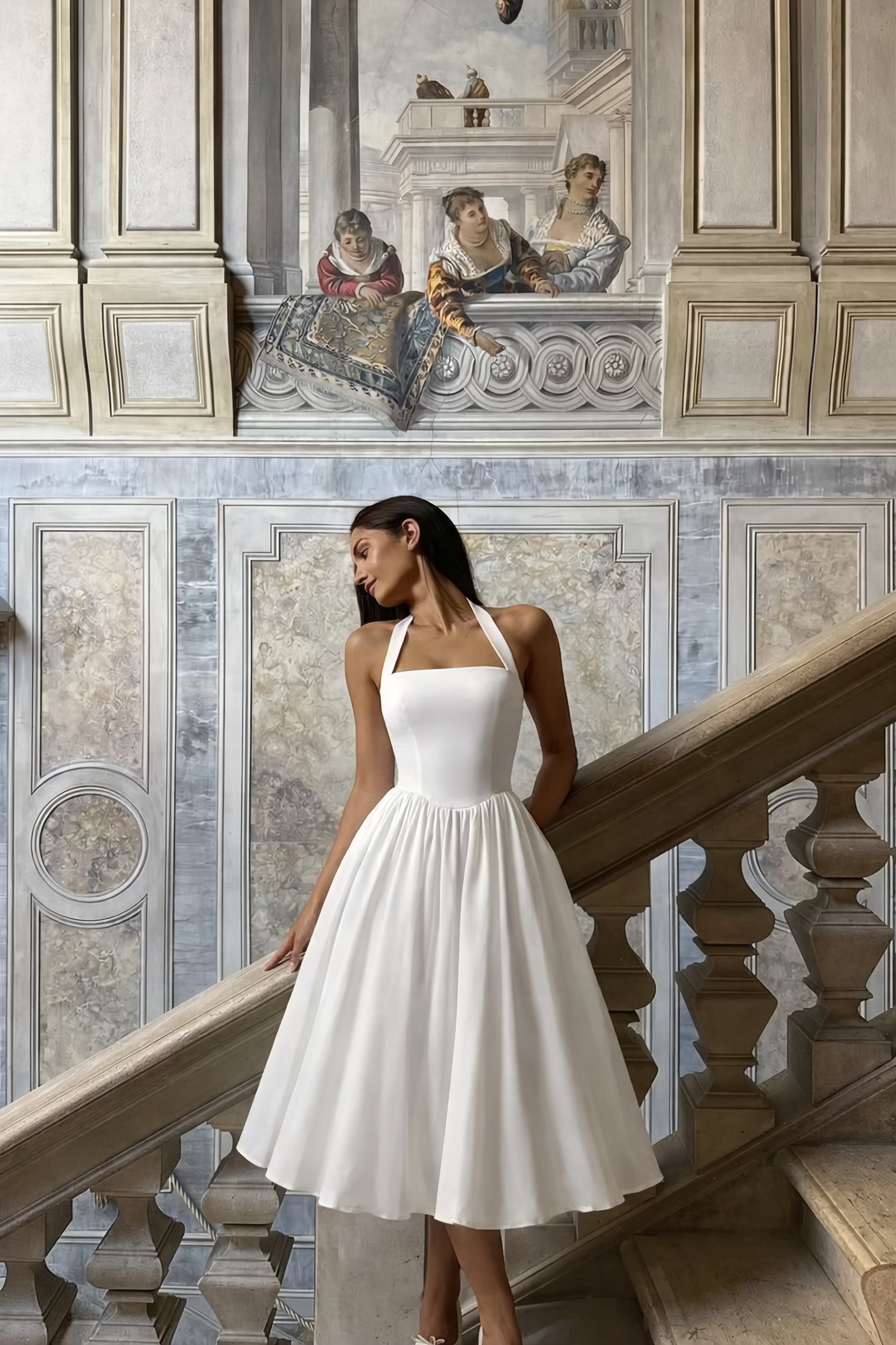 Élise Dress – Sculpted Bodice Tulle Midi Dress