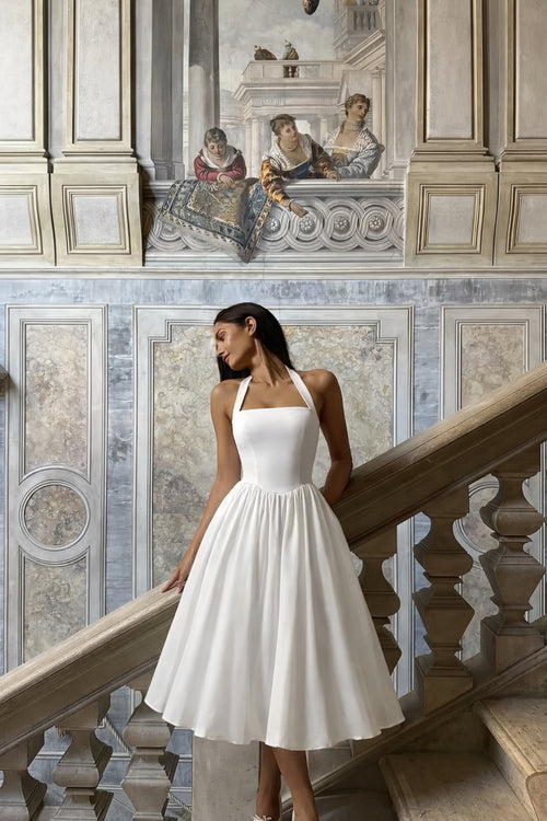 Élise Dress – Sculpted Bodice Tulle Midi Dress