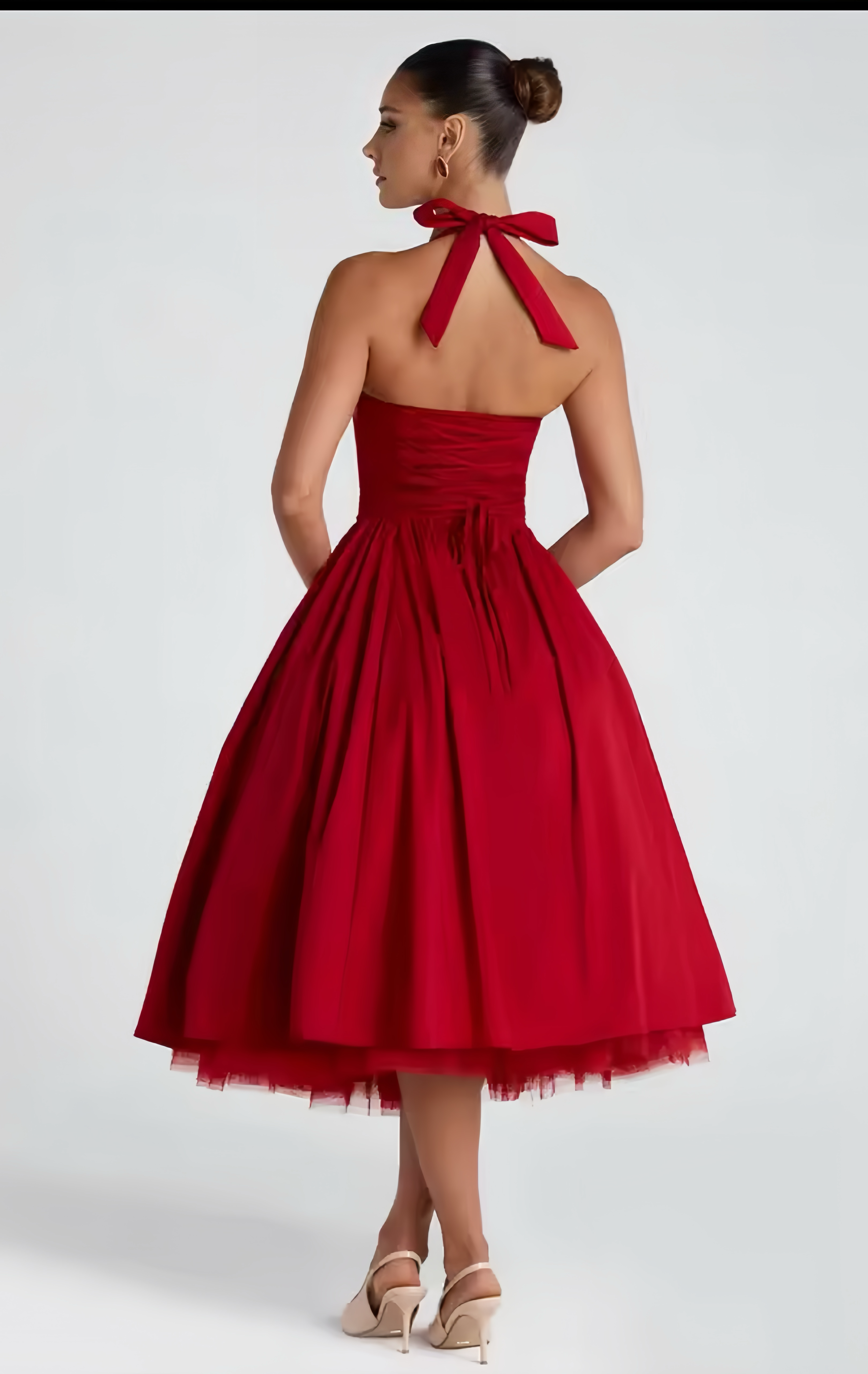Élise Dress – Sculpted Bodice Tulle Midi Dress